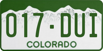CO license plate 017DUI