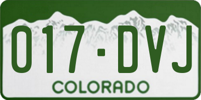 CO license plate 017DVJ