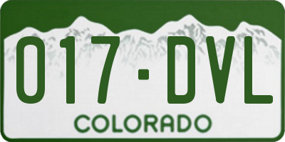 CO license plate 017DVL