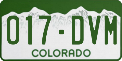 CO license plate 017DVM