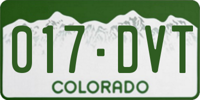 CO license plate 017DVT