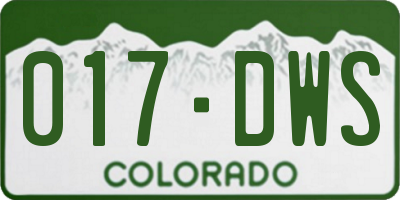 CO license plate 017DWS