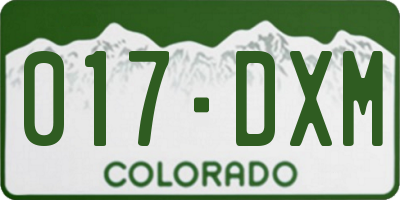 CO license plate 017DXM