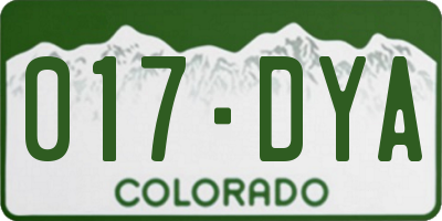 CO license plate 017DYA