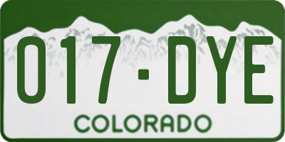 CO license plate 017DYE