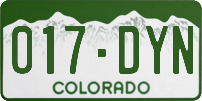 CO license plate 017DYN