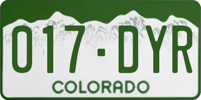 CO license plate 017DYR