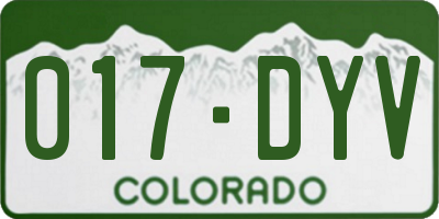 CO license plate 017DYV