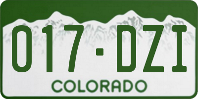 CO license plate 017DZI