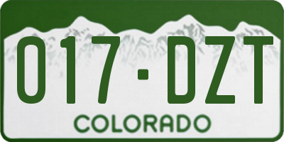 CO license plate 017DZT