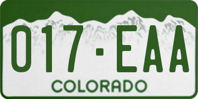 CO license plate 017EAA
