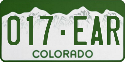CO license plate 017EAR