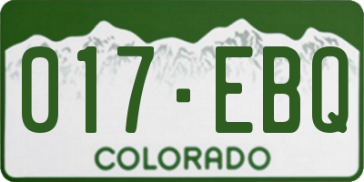 CO license plate 017EBQ
