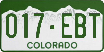 CO license plate 017EBT