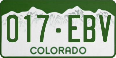 CO license plate 017EBV