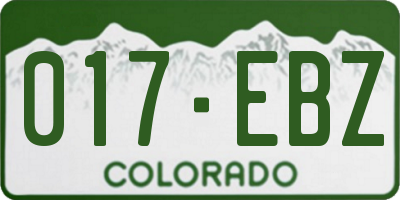 CO license plate 017EBZ