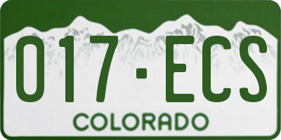 CO license plate 017ECS