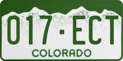 CO license plate 017ECT