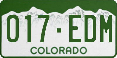 CO license plate 017EDM