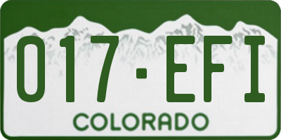 CO license plate 017EFI