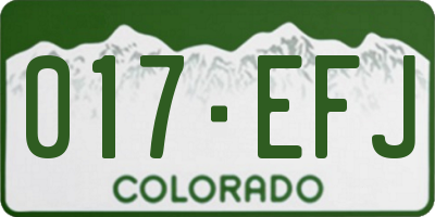 CO license plate 017EFJ