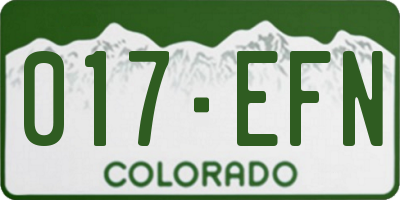 CO license plate 017EFN
