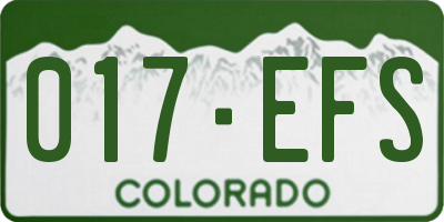 CO license plate 017EFS