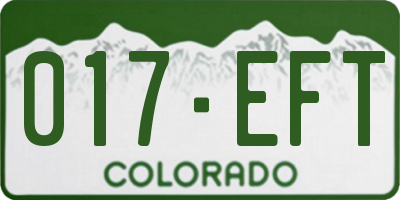 CO license plate 017EFT