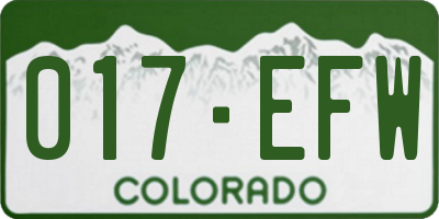 CO license plate 017EFW