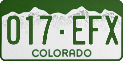 CO license plate 017EFX