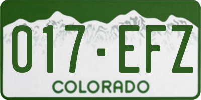 CO license plate 017EFZ