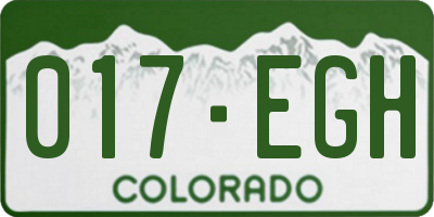 CO license plate 017EGH