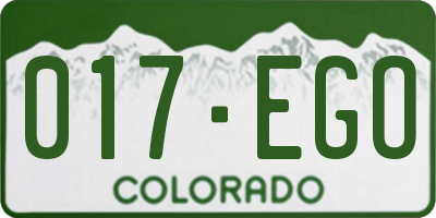 CO license plate 017EGO