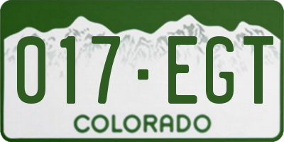 CO license plate 017EGT