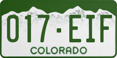 CO license plate 017EIF