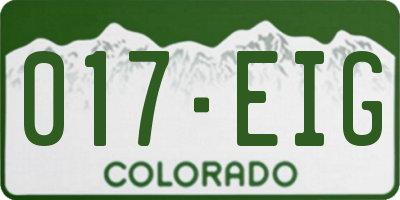 CO license plate 017EIG