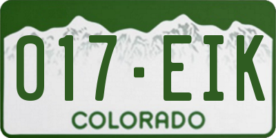 CO license plate 017EIK