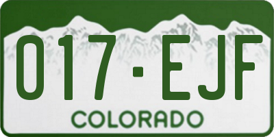 CO license plate 017EJF