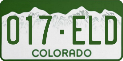 CO license plate 017ELD
