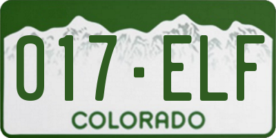 CO license plate 017ELF