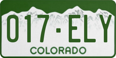 CO license plate 017ELY
