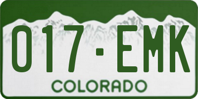 CO license plate 017EMK