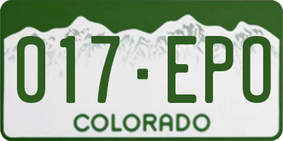 CO license plate 017EPO