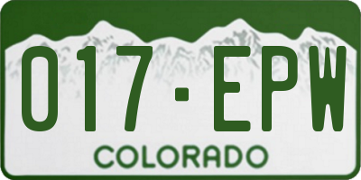 CO license plate 017EPW