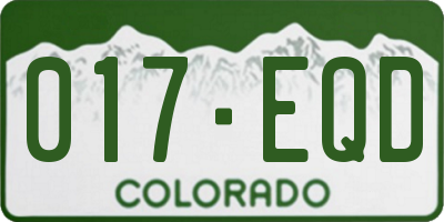 CO license plate 017EQD