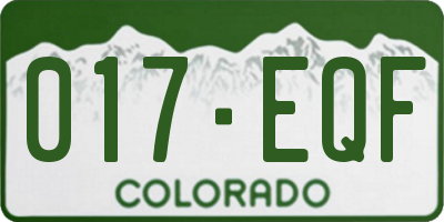 CO license plate 017EQF