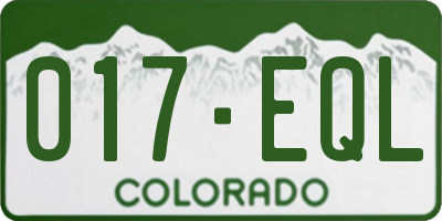 CO license plate 017EQL