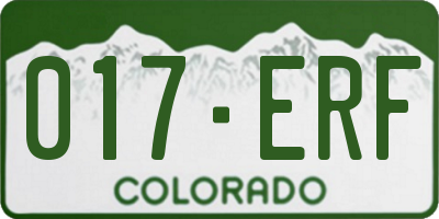 CO license plate 017ERF