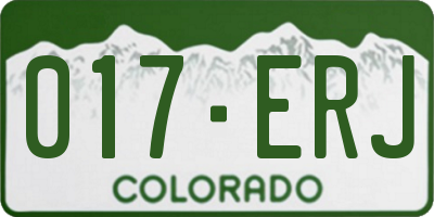 CO license plate 017ERJ