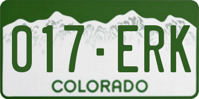 CO license plate 017ERK